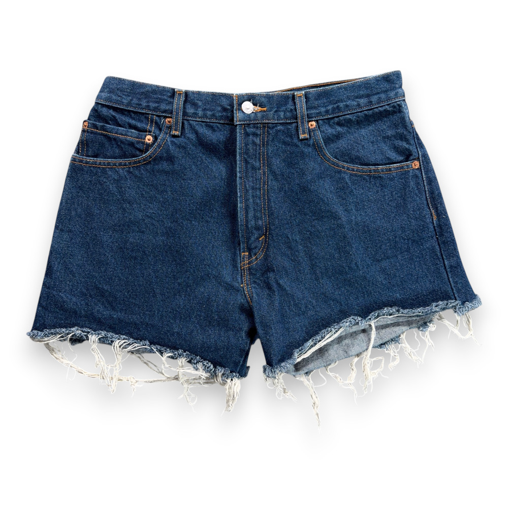 Vintage Levis Shorts Womens 32 Blue Jean Denim Cutoff 517 Bootcut Dark Wash Y2K